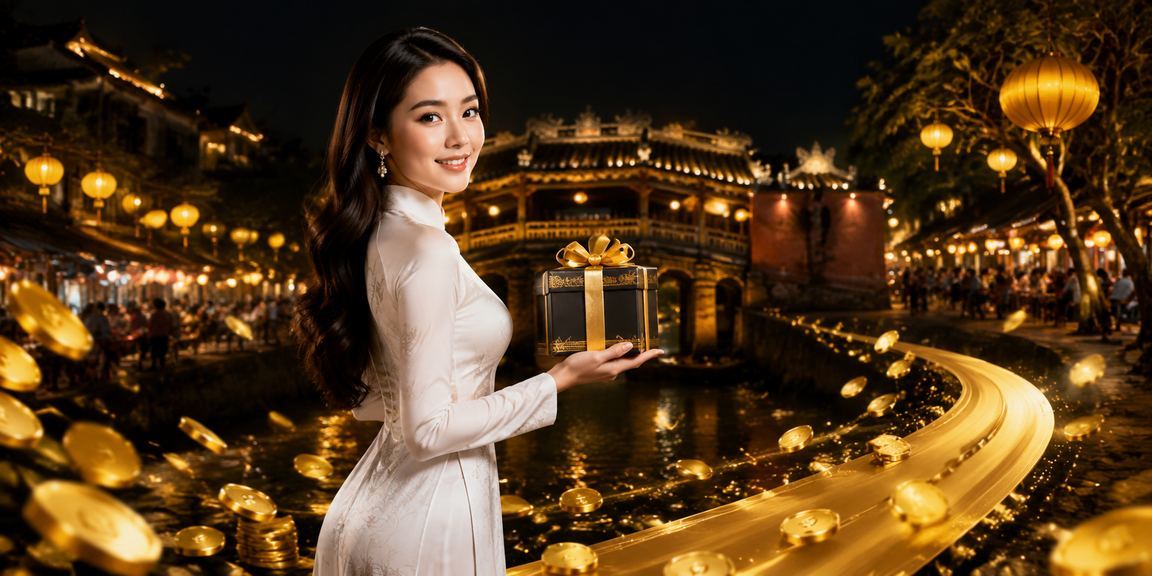 Không khí xổ số và trò chơi may mắn tại Hội An với trang phục áo dài truyền thống