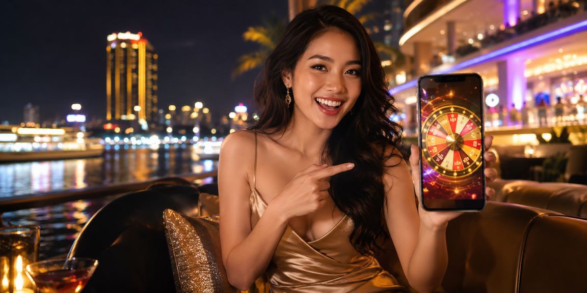 Người dùng trải nghiệm roulette và xổ số trực tuyến trong khung cảnh đặc trưng Mekong