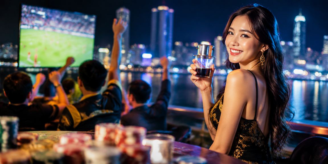 Người chơi thư giãn uống cà phê và xem cá cược bóng đá tại Nha Trang
